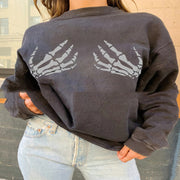 women's loose bone hand print sweater - MRSLM