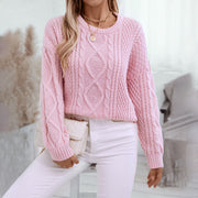 Women's pink retro cable knit sweater, view 6 - MRSLM