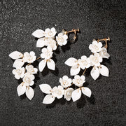 ceramic flower leaf ear clips - MRSLM