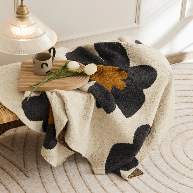 floral knitted throw blanket, view 6 - MRSLM