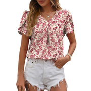 women's v-neck chiffon shirt puffed sleeves, view 2 - MRSLM
