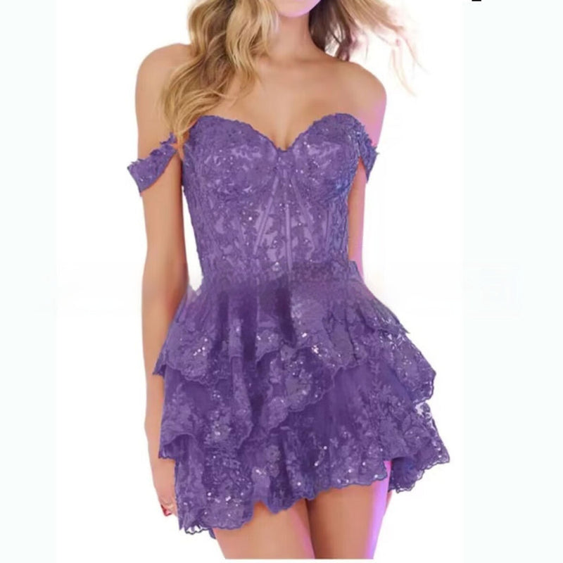 sequin short party dress, view 4 - MRSLM