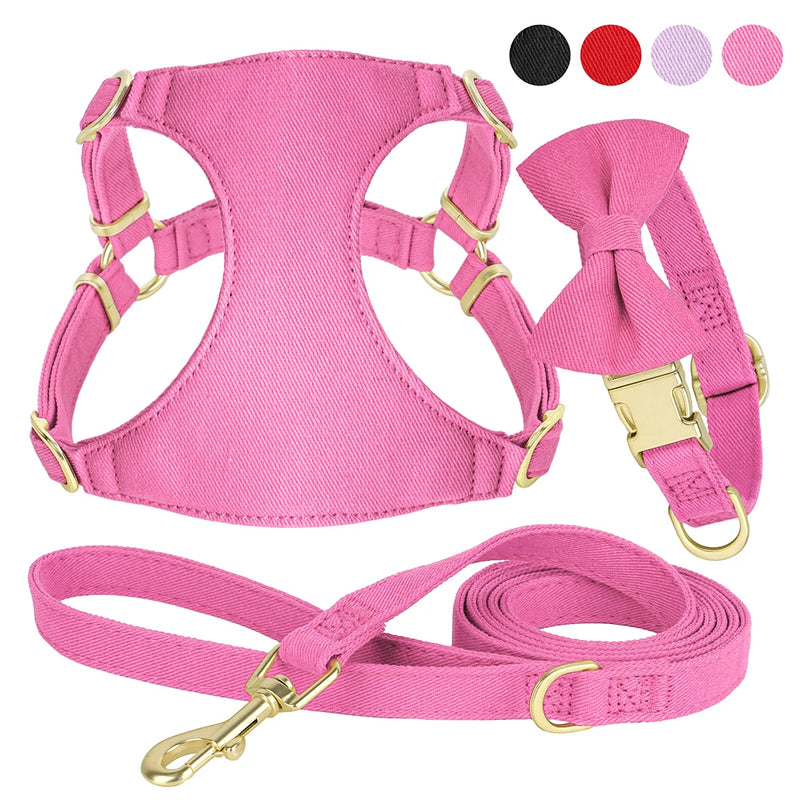 bowtie dog collar harness leash set, view 8 - MRSLM