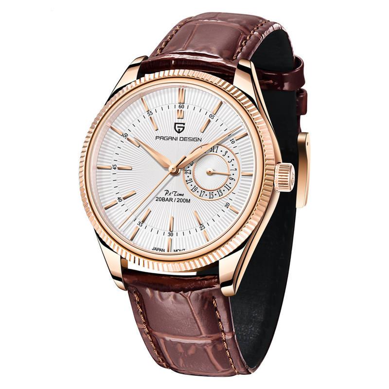 men's quartz watch with leather band, view 6 - MRSLM