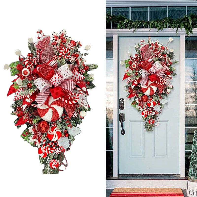 Upside-down Christmas tree candy wreath, view 5 - MRSLM
