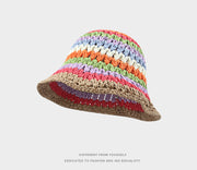 rainbow straw bucket hat, view 2 - MRSLM