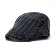 mens casual cotton flat-top beret cap, view 2 - MRSLM