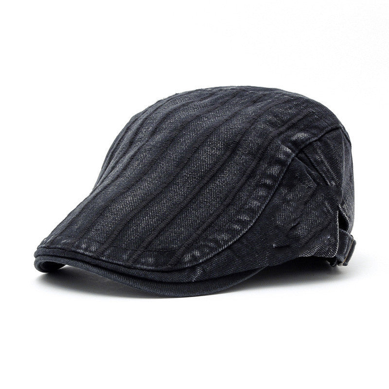 mens casual cotton flat-top beret cap, view 2 - MRSLM