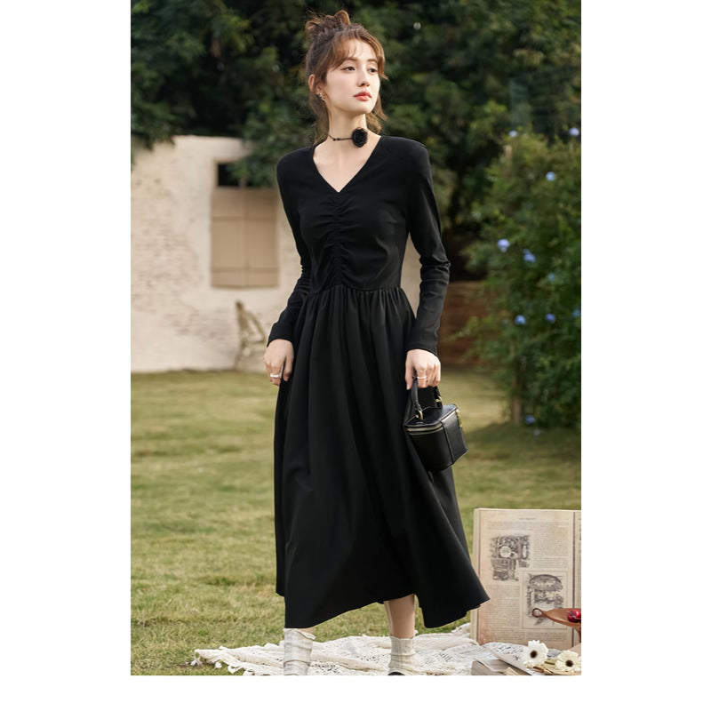 black knitted smocked midi dress, view 12 - MRSLM