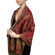 Women's vintage paisley jacquard tassel scarf, view 4 - MRSLM