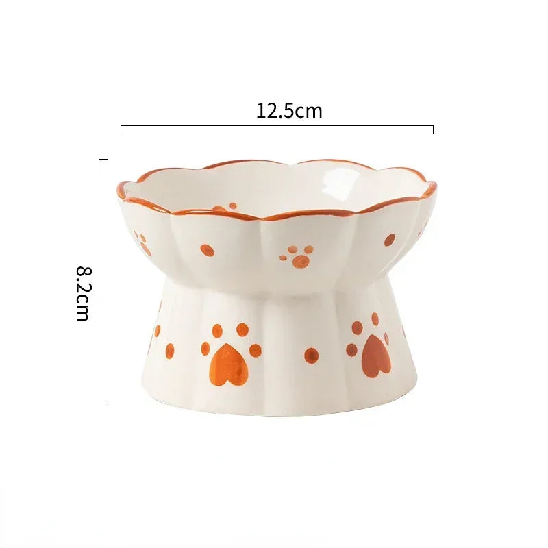 elevated cat ceramic food bowl set, view 7 - MRSLM