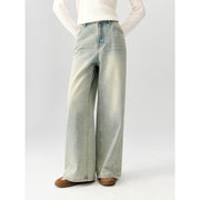 women's two-tone high waist wide leg jeans, view 2 - MRSLM