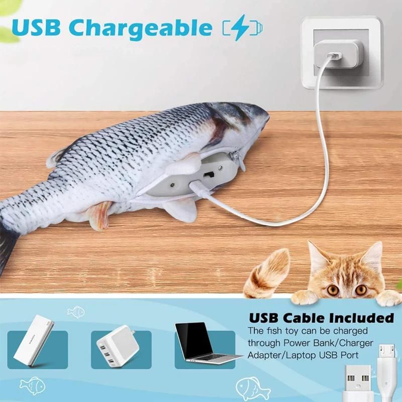 interactive 3D plush fish toy for cats, view 9 - MRSLM