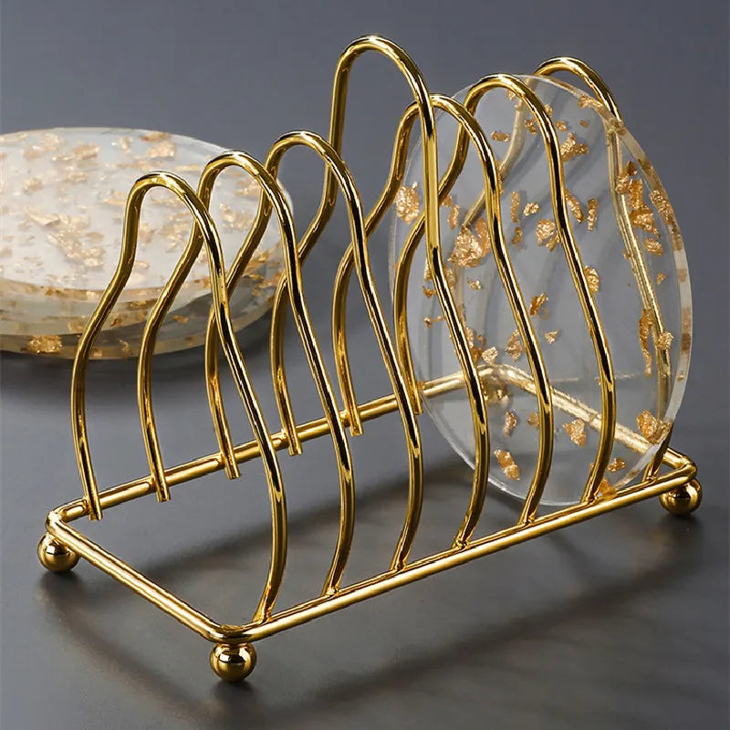 Acrylic gold foil coaster set, view 7 - MRSLM