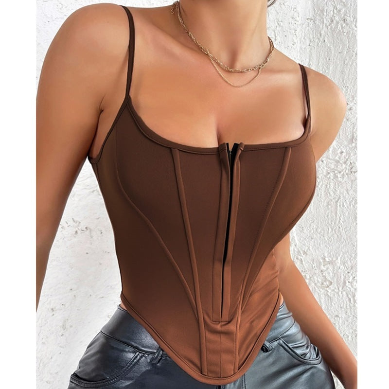 Women's single-breasted crop corset camisole, view 8 - MRSLM