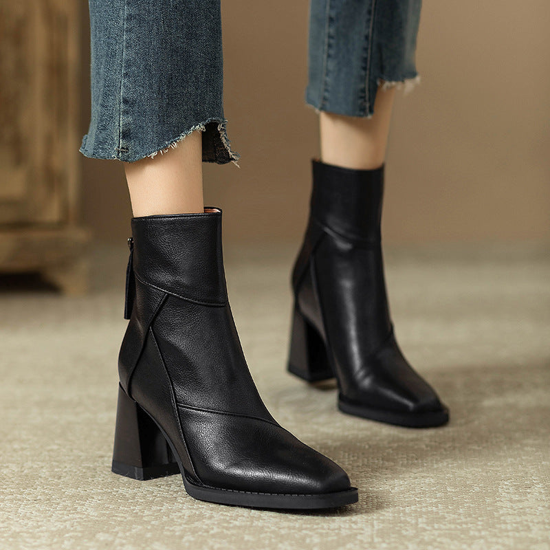 women's retro chunky heel boots, view 3 - MRSLM