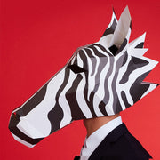 Black and white horse origami paper mask, view 5 - MRSLM
