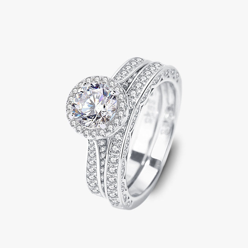 1 karat moissanite ring set, view 6 - MRSLM