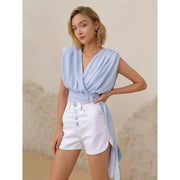 women's wrap blouse, view 5 - MRSLM