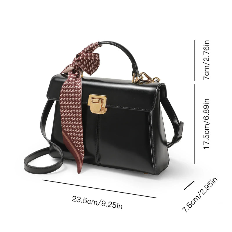 leather crossbody handbag with scarf decor, view 11 - MRSLM