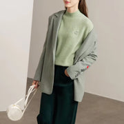 mock neck embroidery knitted pullover sweater, view 6 - MRSLM