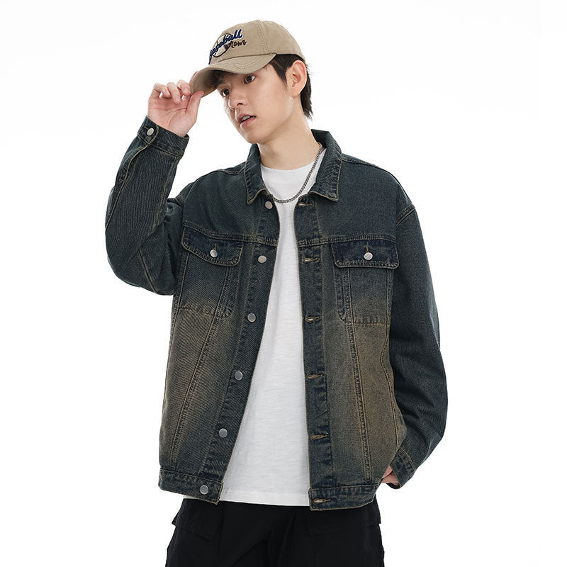Men's washed denim jacket, view 2 - MRSLM