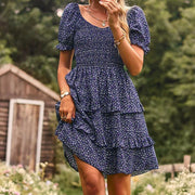 one shoulder floral mini dress, view 7 - MRSLM