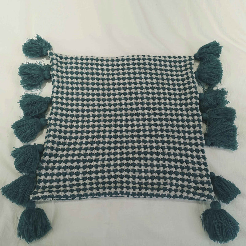 Spot plaid tassel cushion cover, view 2 - MRSLM