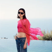 women's spring mesh batwing sleeve outerwear top - MRSLM