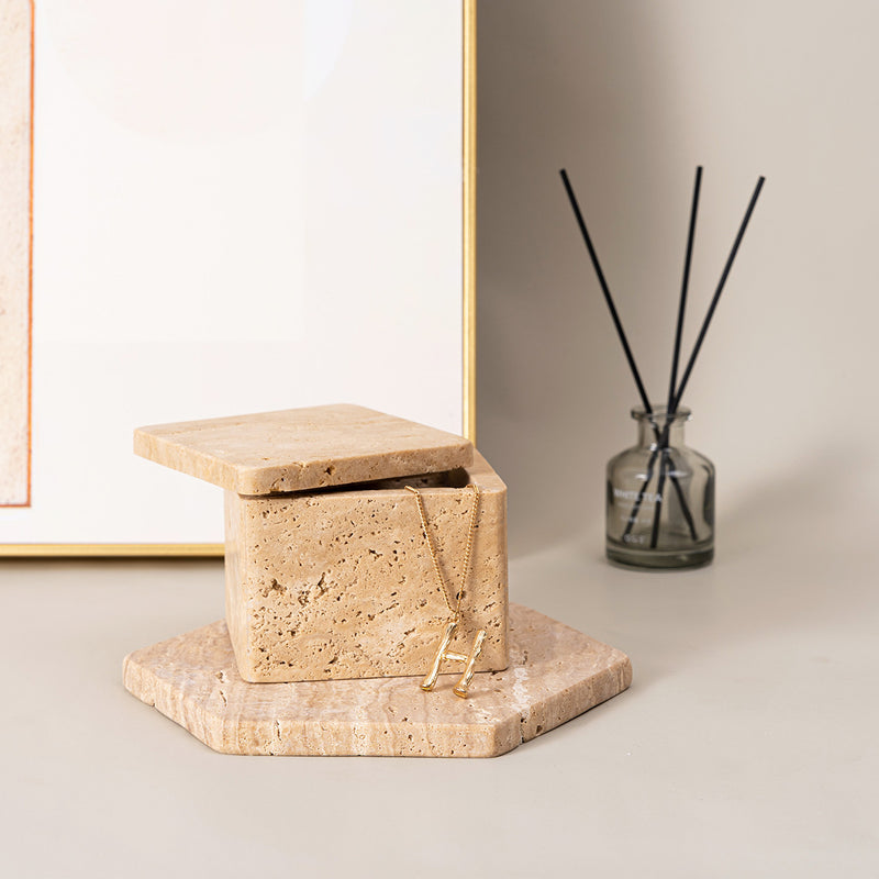 Travertine storage box with lid, view 5 - MRSLM