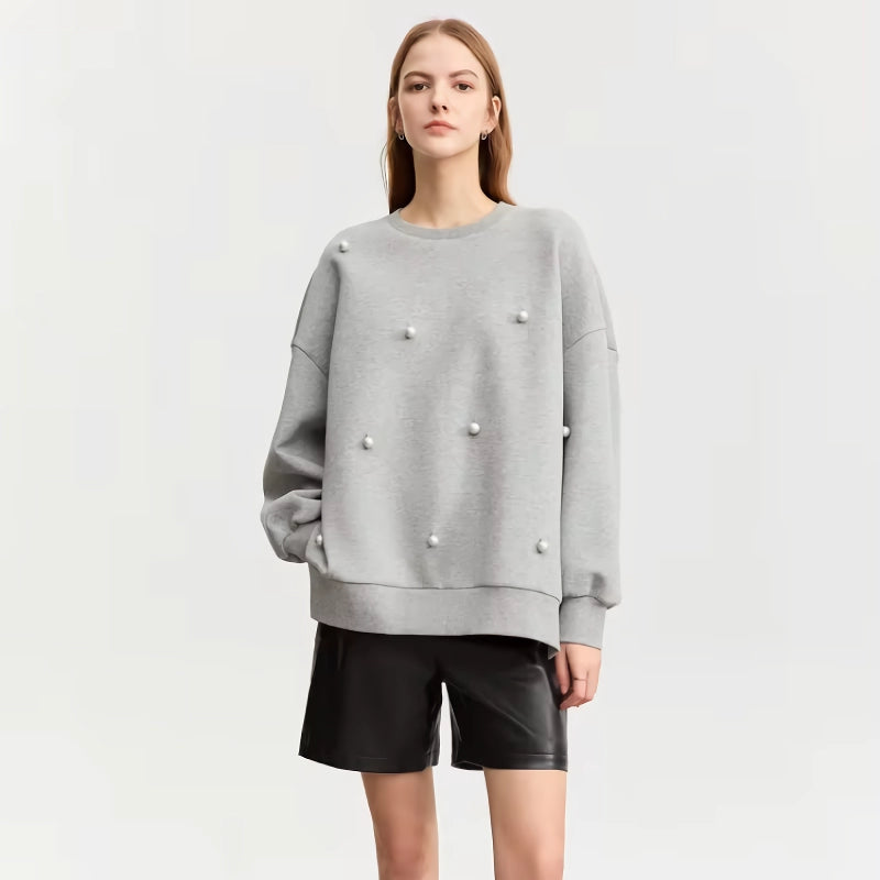 oversized casual pullover with embroidered flares, view 4 - MRSLM