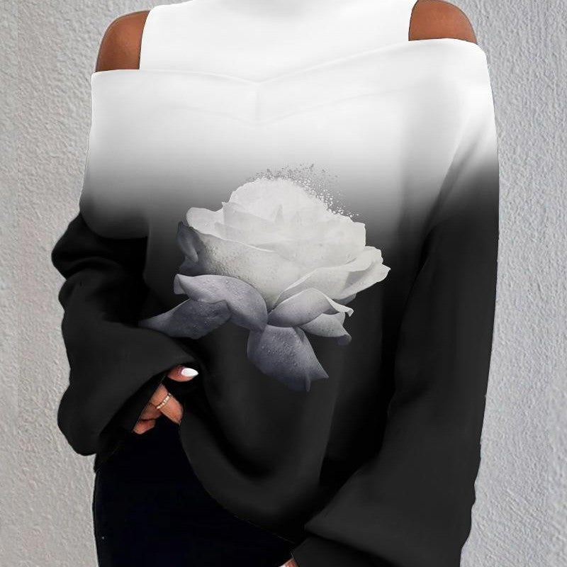 contrasting color patchwork off shoulder top, view 5 - MRSLM