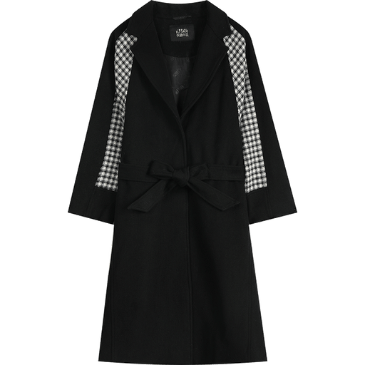 black spliced wool coat, view 2 - MRSLM