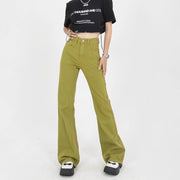 green high waist wide-leg denim pants - MRSLM