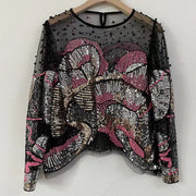 beaded sequin mesh top - MRSLM