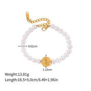 gold plated pearl flower ball bracelet, view 2 - MRSLM