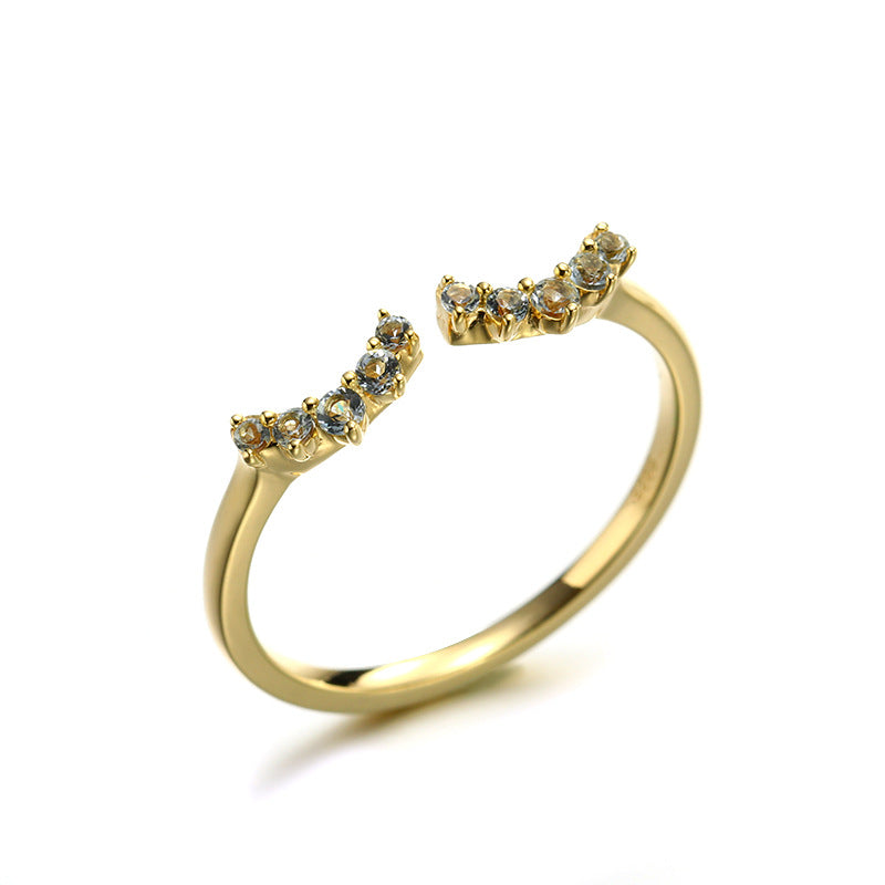 sterling silver eyelash open zircon ring, view 5 - MRSLM