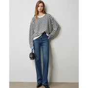 Women's striped knitted pullover sweater, view 5 - MRSLM