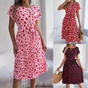 contrast color heart pleated dress - MRSLM