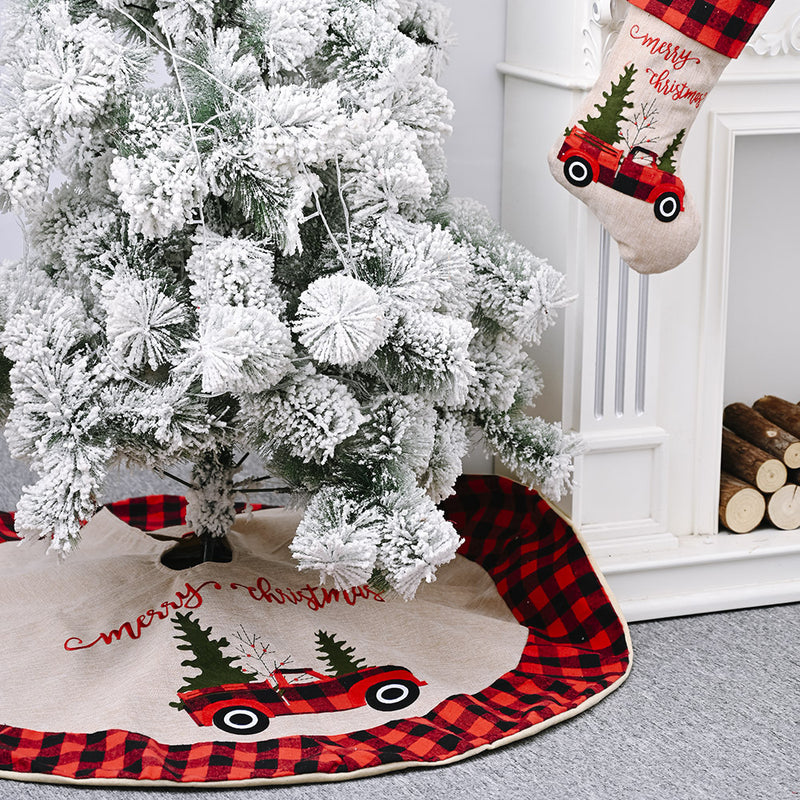 linen-look christmas tree skirt, view 4 - MRSLM