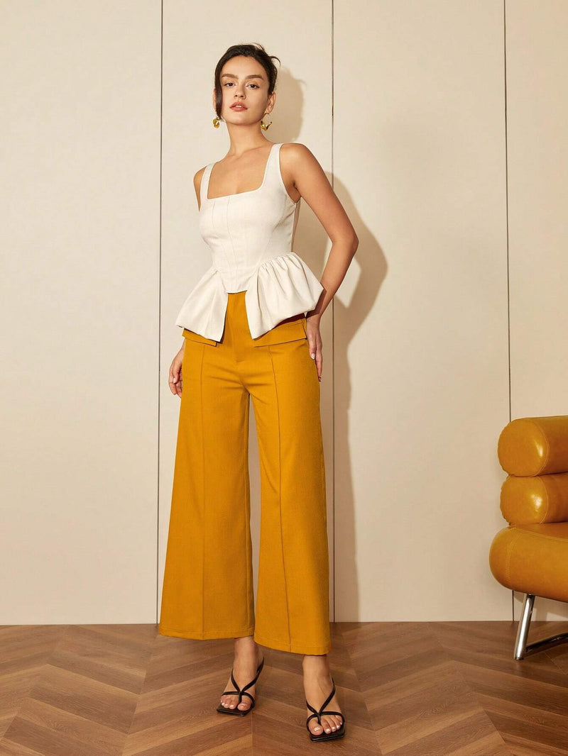 square neck asymmetrical hem top, view 7 - MRSLM
