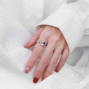 sterling silver lava texture blue zircon ring - MRSLM