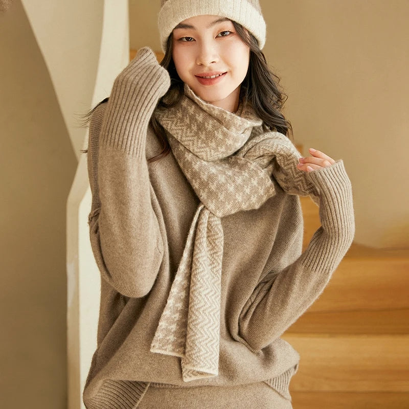 100% cashmere knit winter scarf, view 5 - MRSLM