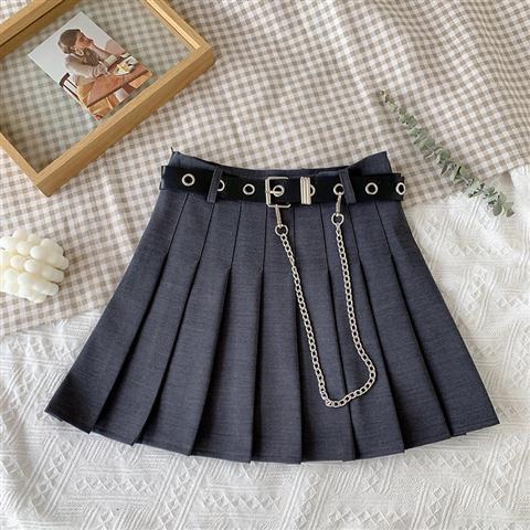plaid a-line skirt with chain pocket - MRSLM