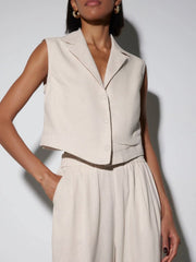 vest and high waist wide leg pants suit, view 8 - MRSLM