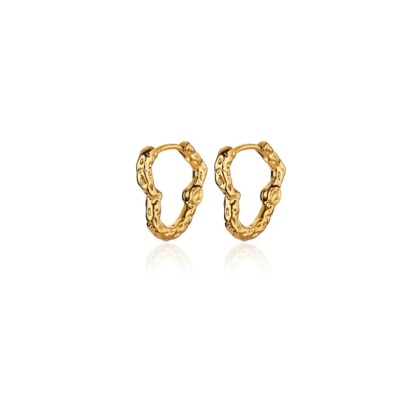 Gold heart hoop earrings, view 3 - MRSLM