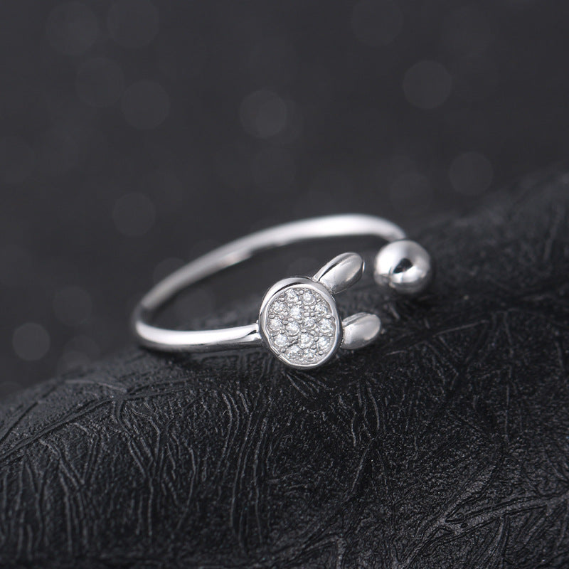 925 silver rabbit tail open ring, view 5 - MRSLM