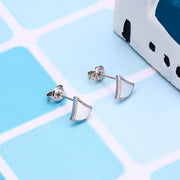 white shell skirt stud earrings, view 6 - MRSLM