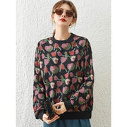 retro floral print loose-fit sweatshirt, view 4 - MRSLM