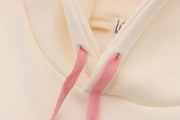 cartoon bunny peach drink fleece hoodie, view 3 - MRSLM